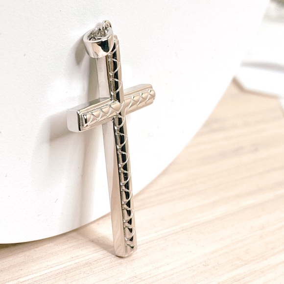 Handmade Luxury White Gold Sterling Silver Cross Pendant - Latest Fashion, - Picture 10 of 10